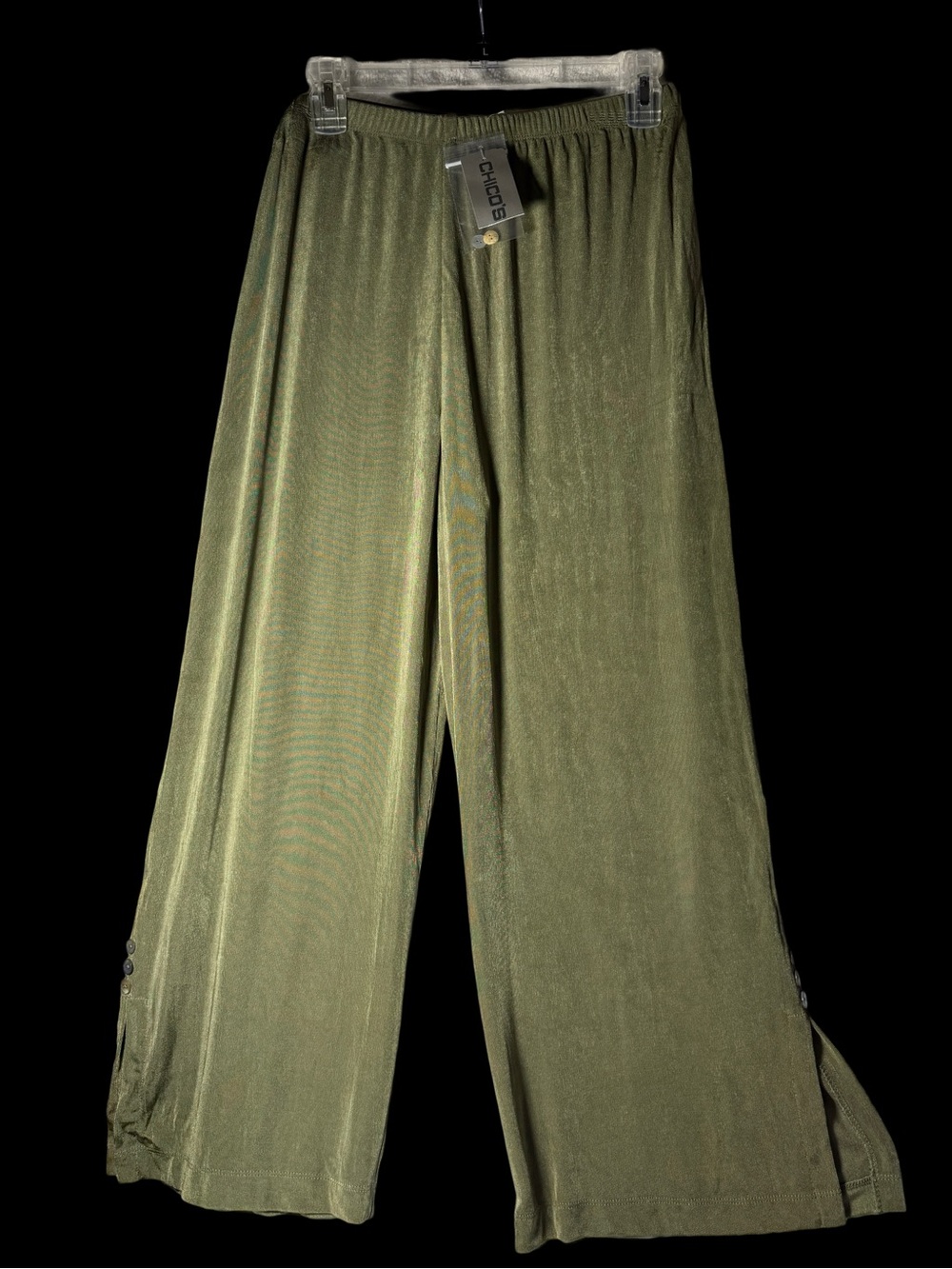 Chico's Olive Wide-Leg Pull-On Pants
